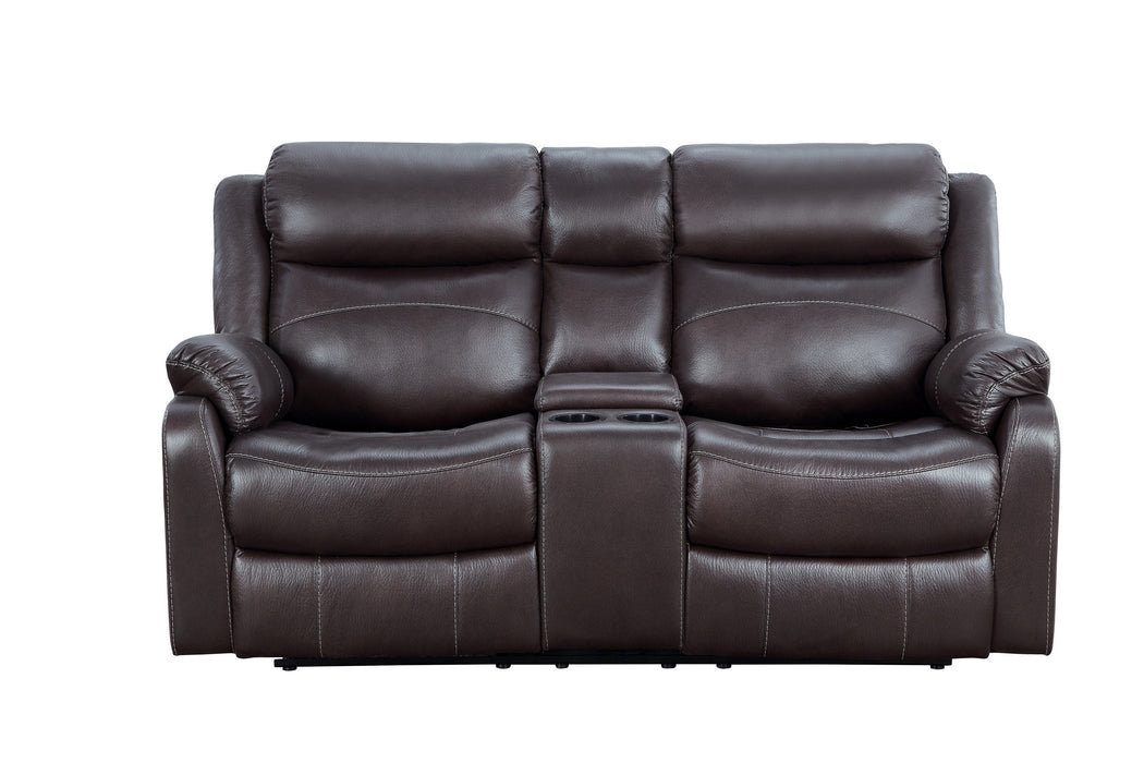 Yerba Brown Microfiber Double Lay Flat Reclining Loveseat