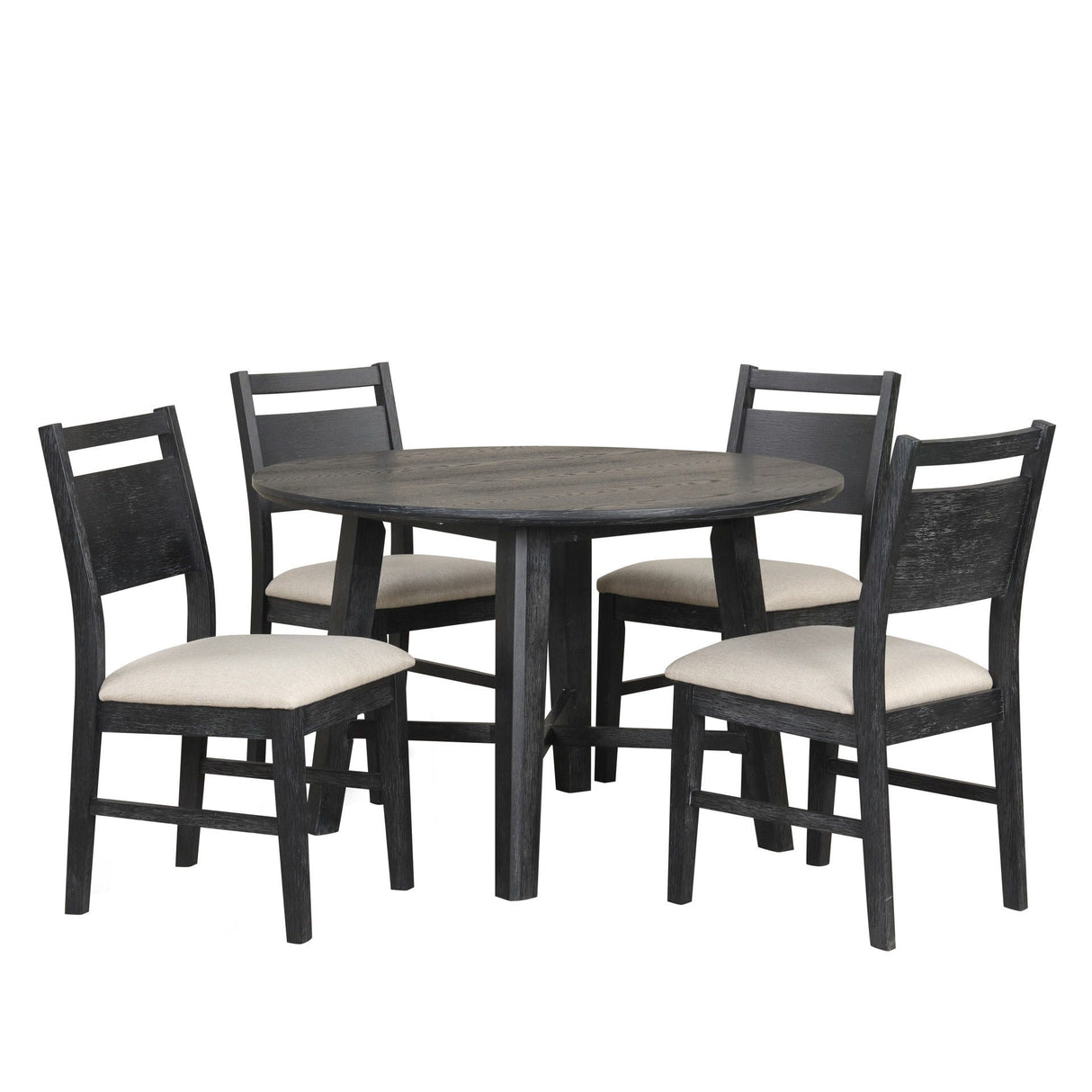 Sable Crest - 5 Piece Set (Round Dining Table & 4 Chairs) - Black