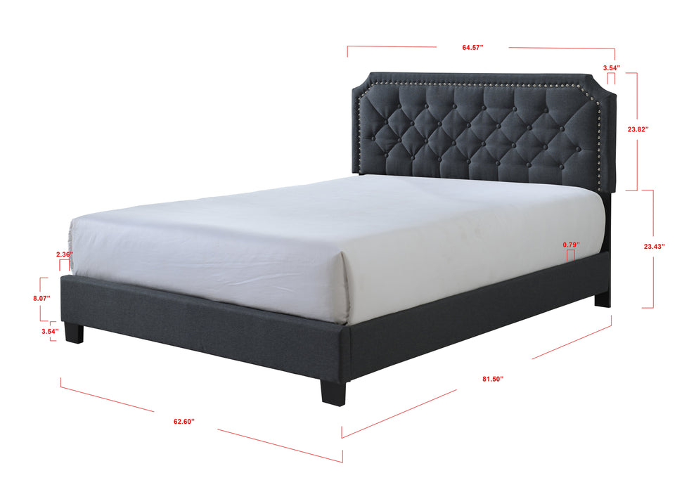 Gerri Charcoal King Upholstered Panel Bed