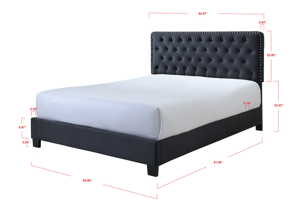 Ezra Charcoal King Upholstered Panel Bed