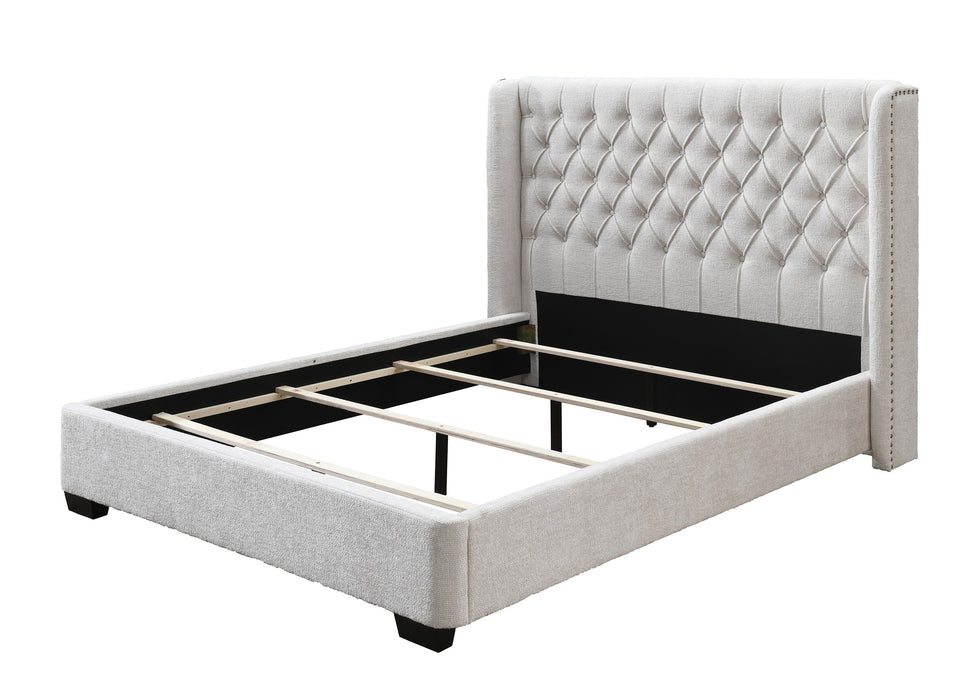 Daphne Ivory Boucle Queen Upholstered Panel Bed