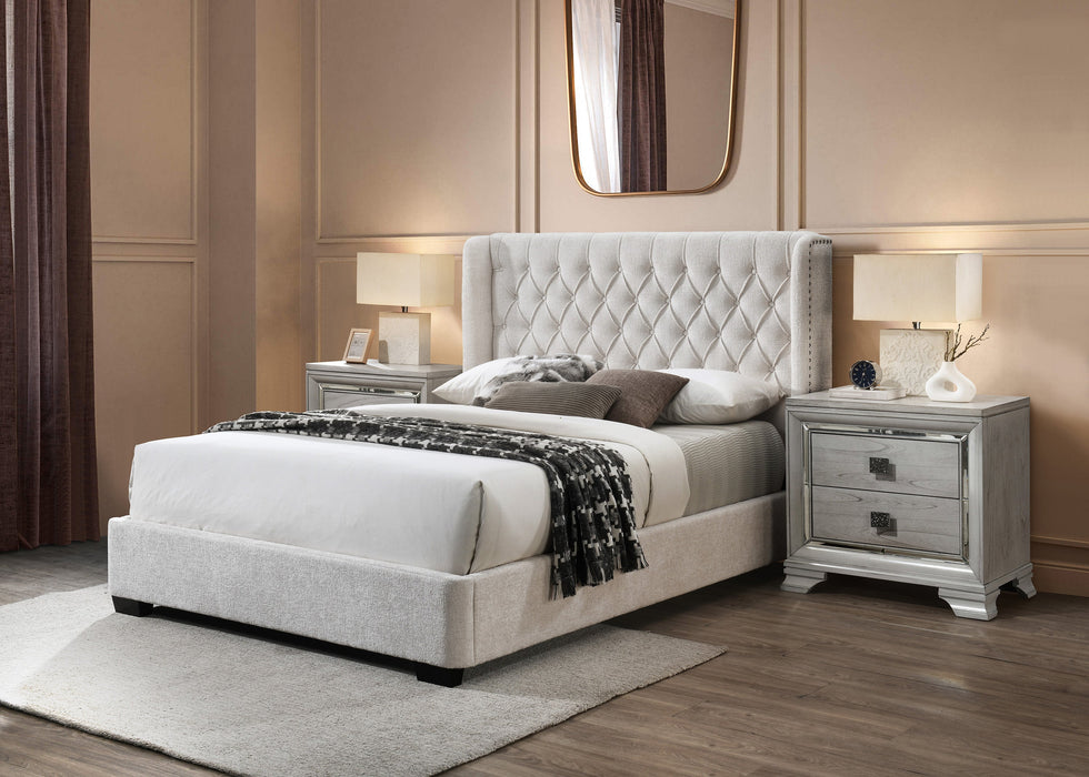 Daphne Ivory Boucle King Upholstered Panel Bed