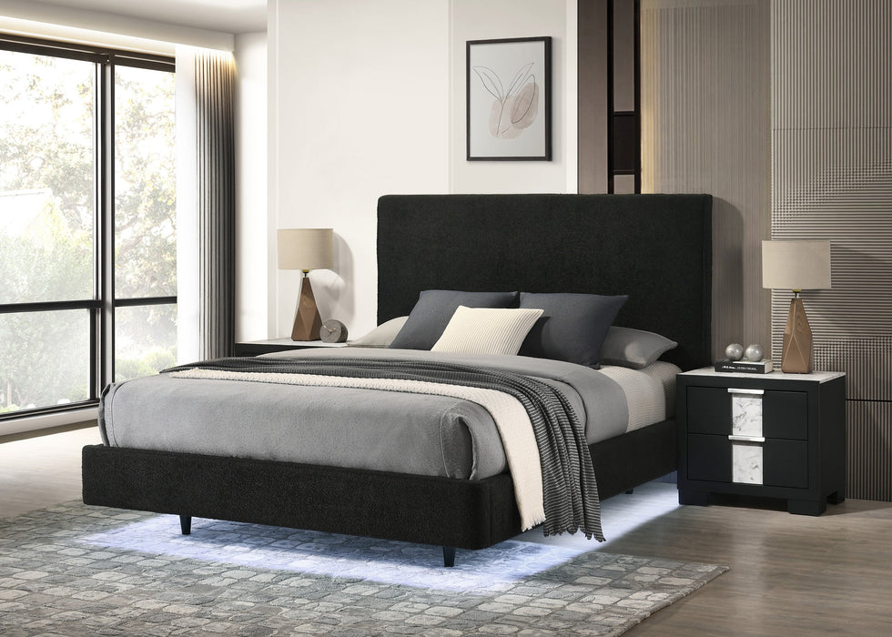 Fable Black Queen Upholstered Panel Bed