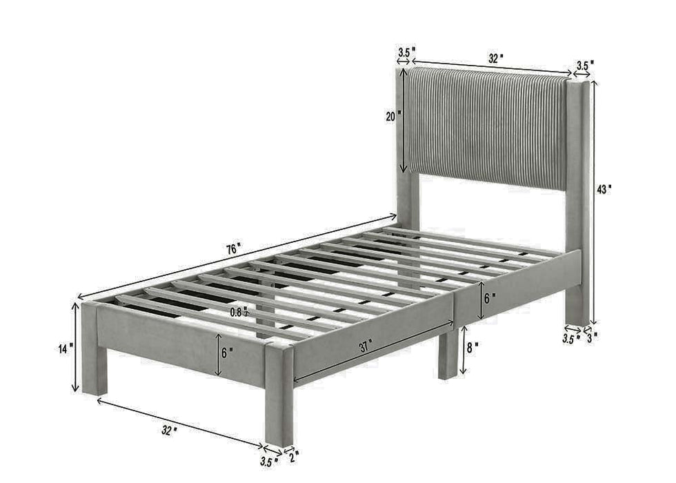 Lucia Light Gray Twin Platform Bed