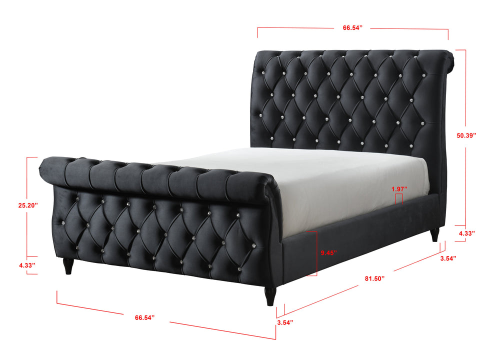 Kyrie Black King Upholstered Bed