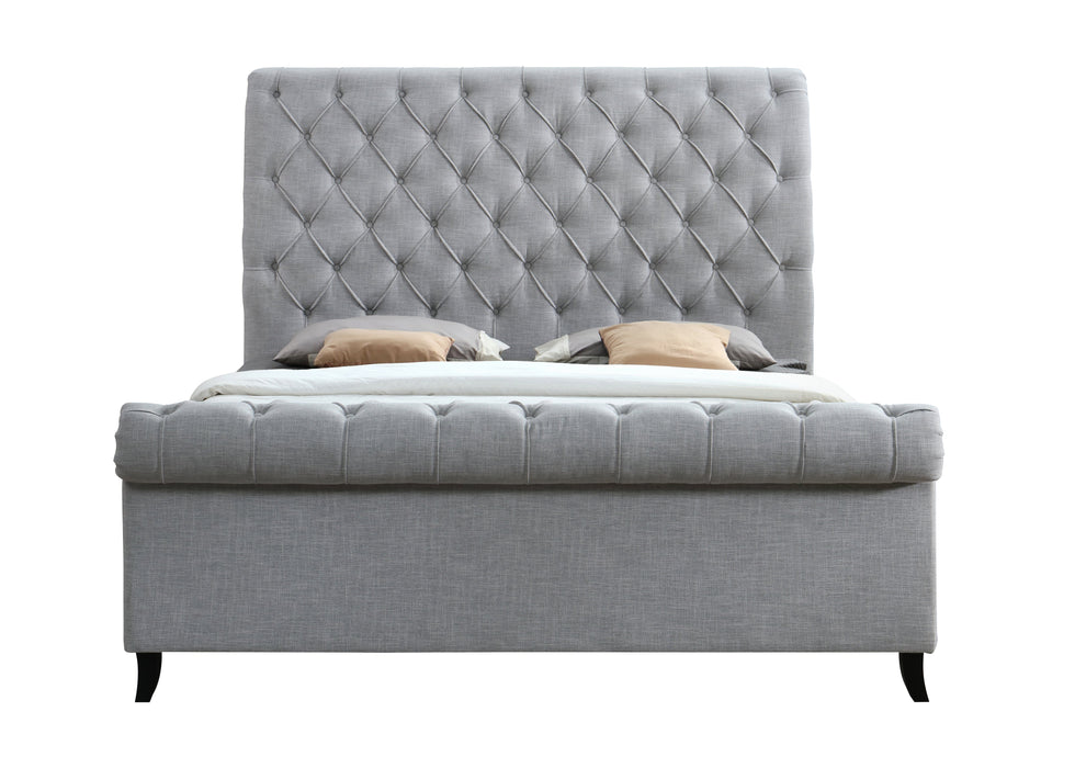 Kate Gray King Upholstered Sleigh Platform Bed