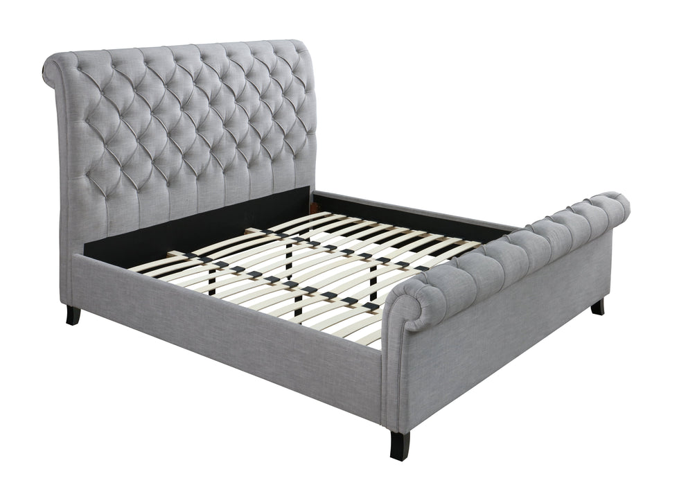 Kate Gray King Upholstered Sleigh Platform Bed