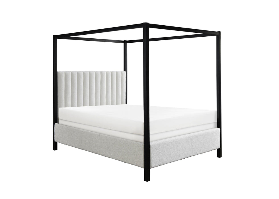 Adalyn Black/White Boucle King Canopy Bed