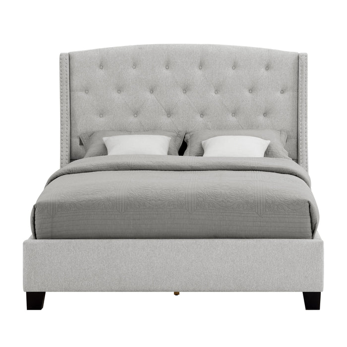 Eva Dove Gray King Upholstered Bed