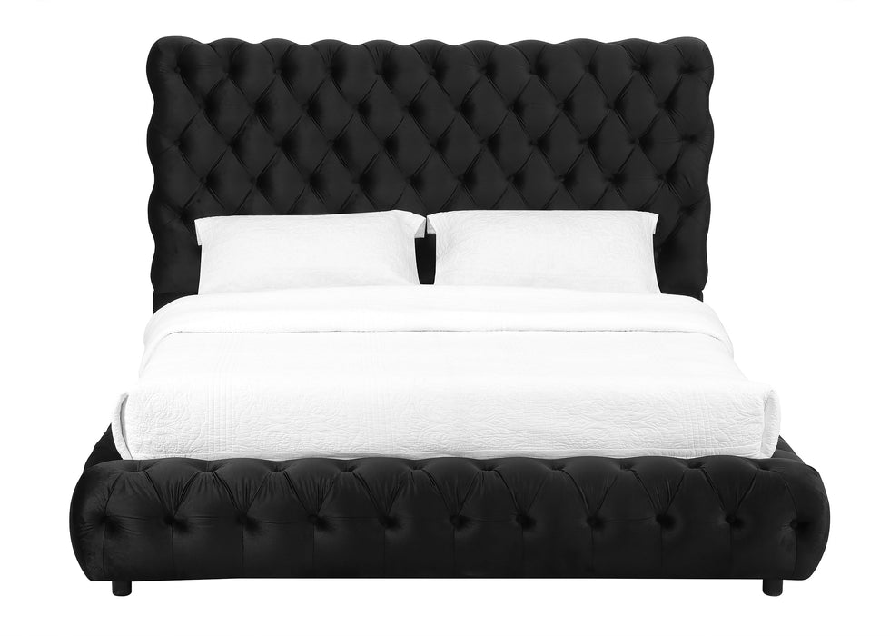 Flory Black Queen Upholstered Platform Bed