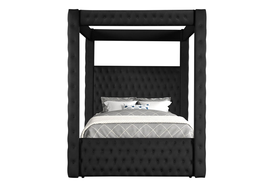 Annabelle Black Velvet Queen Canopy Bed