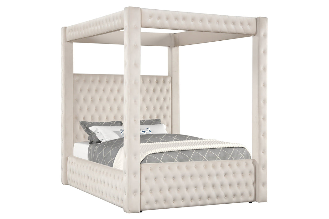 Annabelle Ivory Velvet King Canopy Bed