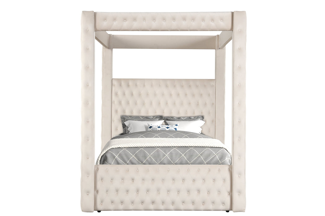 Annabelle Ivory Velvet King Canopy Bed