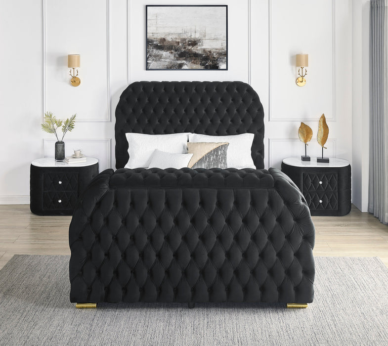 Natalia Black Upholstered Bedroom Set with TV Lift