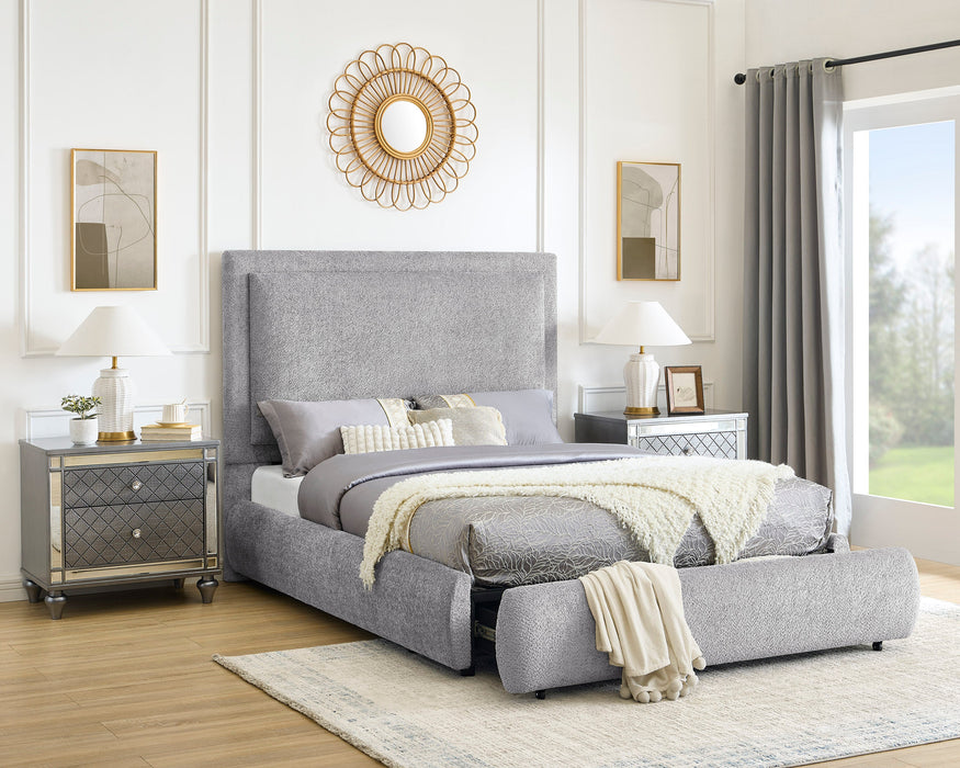 Reverie Pewter King Bed with Drawer