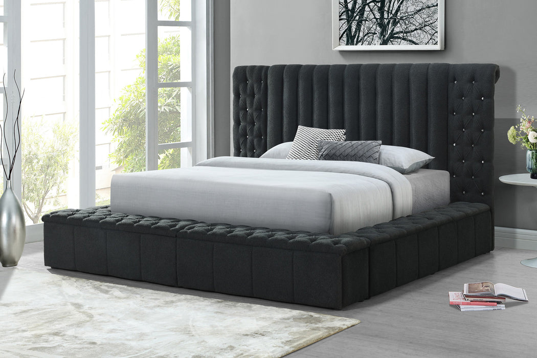 Danbury Charcoal Boucle King Upholstered Storage Panel Bed