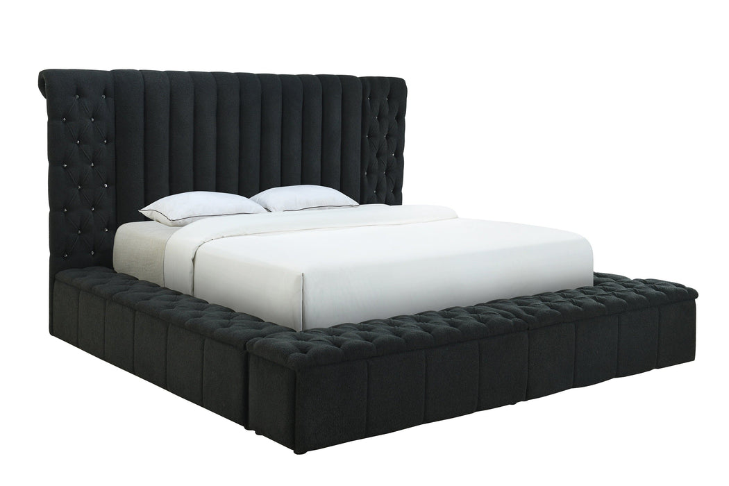 Danbury Charcoal Boucle King Upholstered Storage Panel Bed