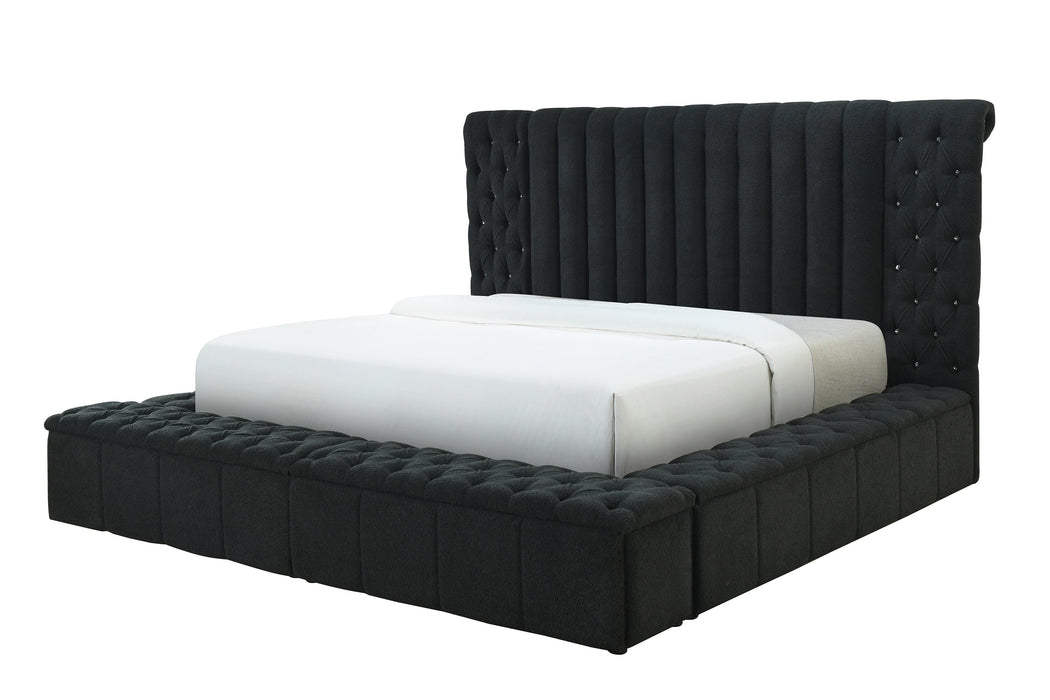 Danbury Charcoal Boucle King Upholstered Storage Panel Bed