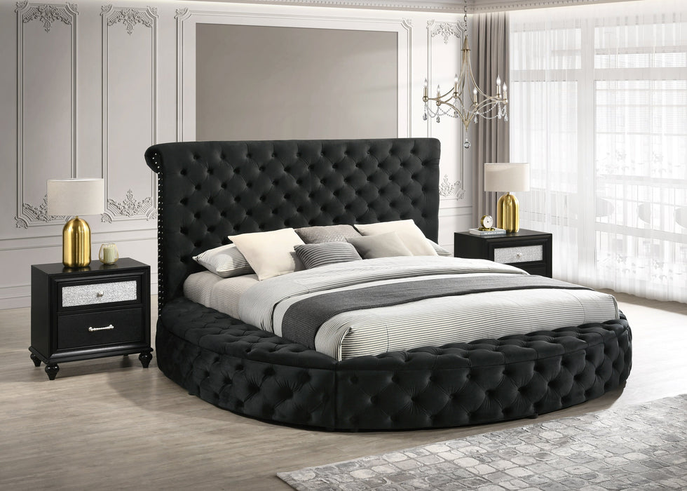 Brigitte Black King Upholstered Storage Panel Bed