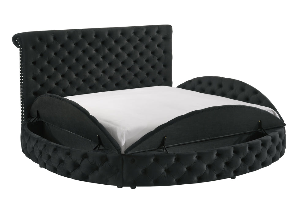 Brigitte Black Queen Upholstered Storage Panel Bed