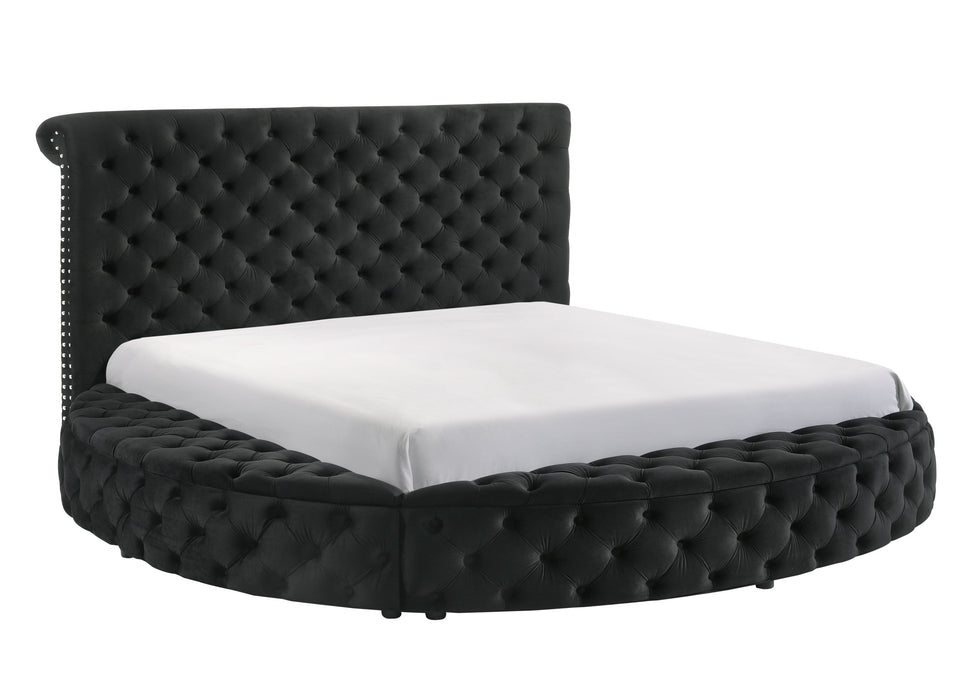 Brigitte Black King Upholstered Storage Panel Bed