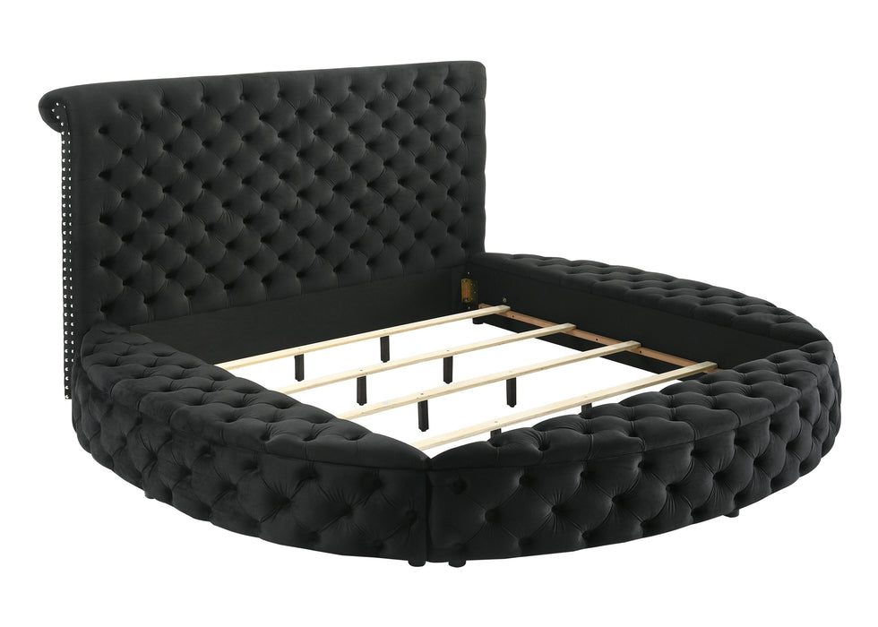 Brigitte Black King Upholstered Storage Panel Bed