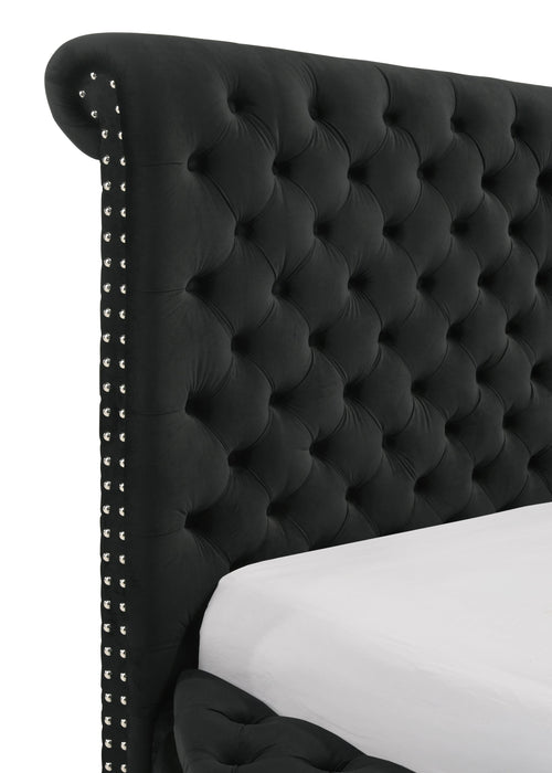 Brigitte Black Queen Upholstered Storage Panel Bed