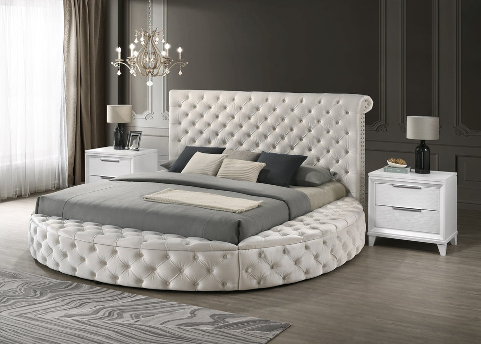 Brigitte Ivory King Upholstered Storage Panel Bed