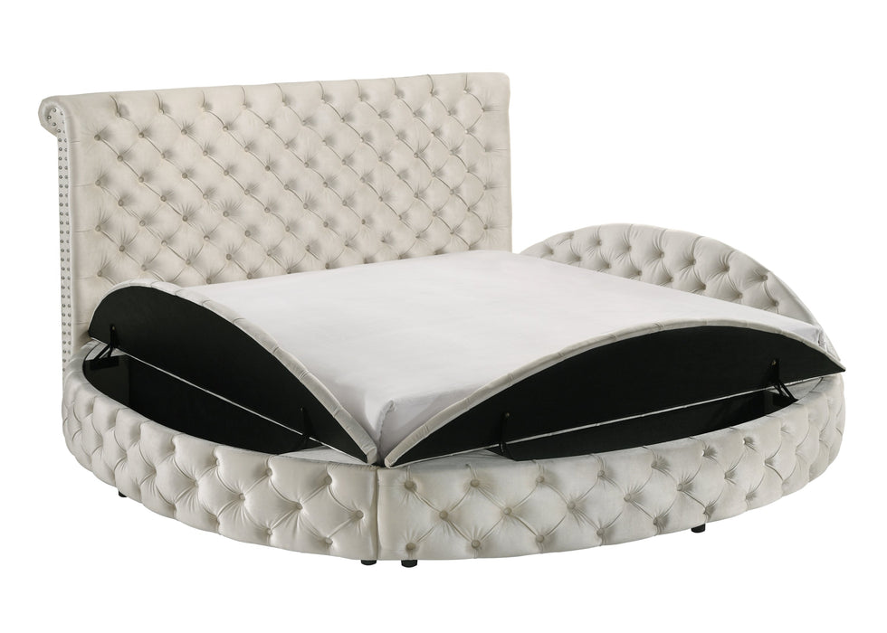 Brigitte Ivory Queen Upholstered Storage Panel Bed