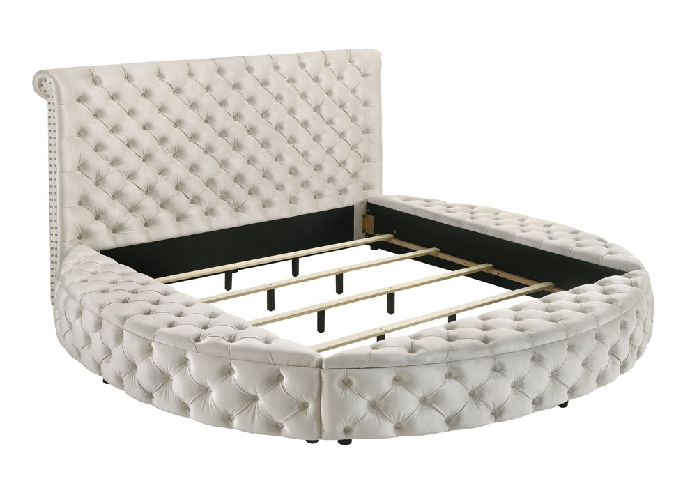 Brigitte Ivory King Upholstered Storage Panel Bed