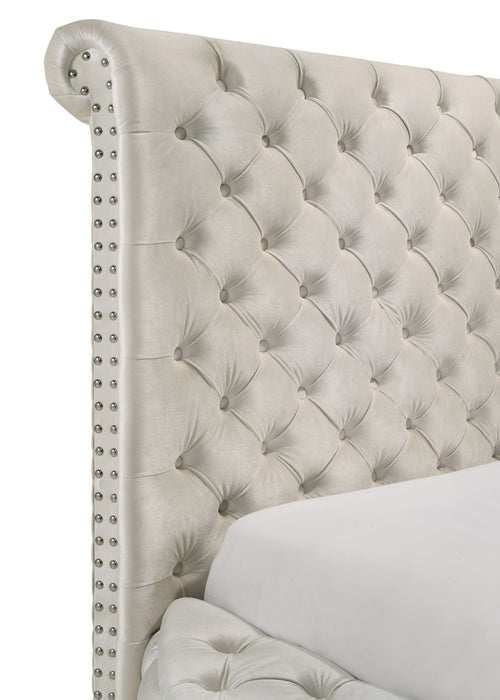 Brigitte Ivory King Upholstered Storage Panel Bed