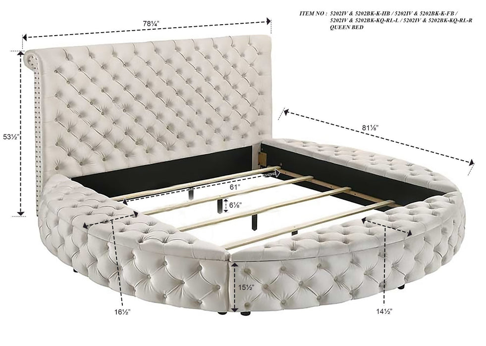 Brigitte Ivory Queen Upholstered Storage Panel Bed