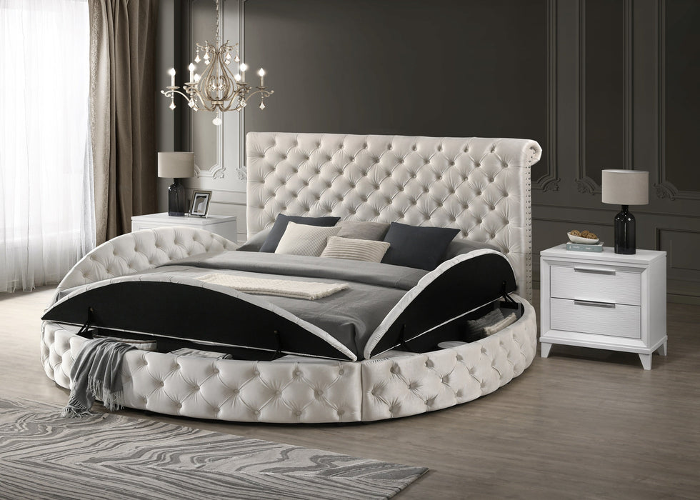 Brigitte Ivory King Upholstered Storage Panel Bed