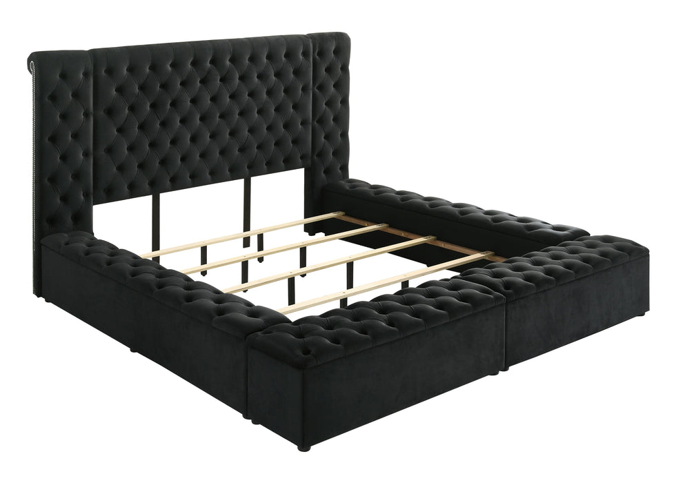 Liliana Queen Black Panel Bed