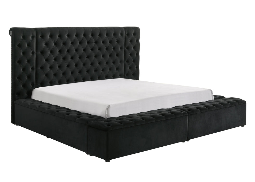 Liliana King Black Panel Bed