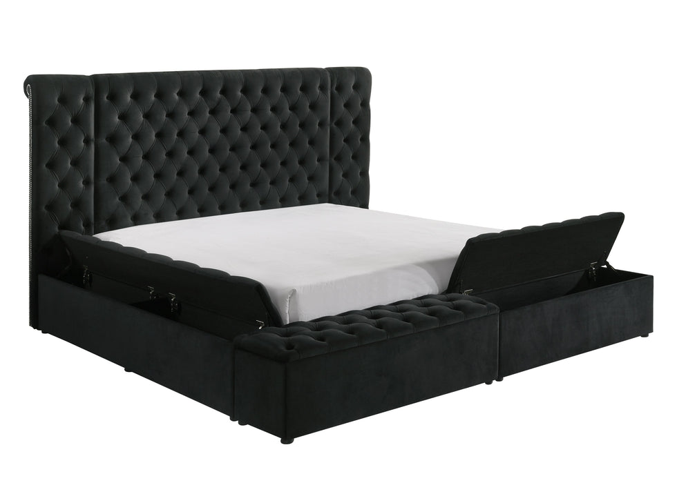 Liliana King Black Panel Bed