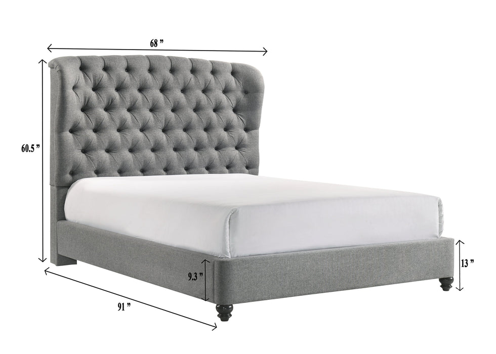 Linda Gray Queen Upholstered Panel Bed