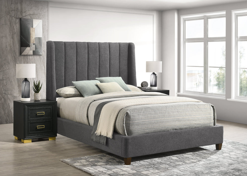 Agnes Charcoal Boucle Queen Upholstered Bed