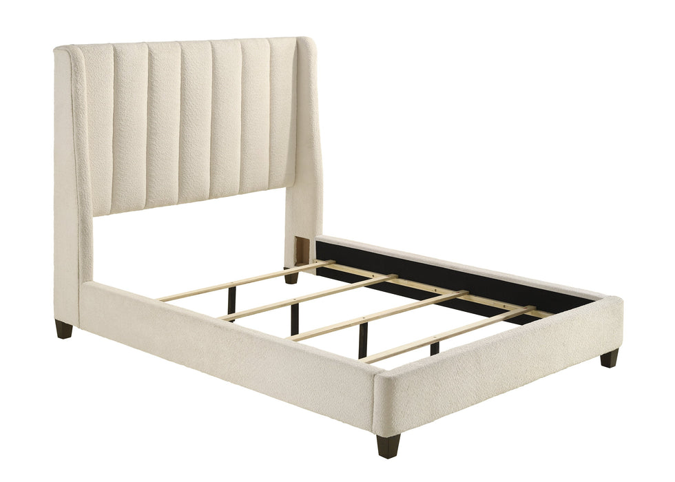 Agnes White Boucle King Upholstered Bed