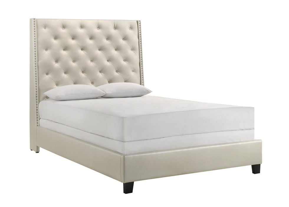 Chantilly Pearl PU Leather Queen Upholstered Bed