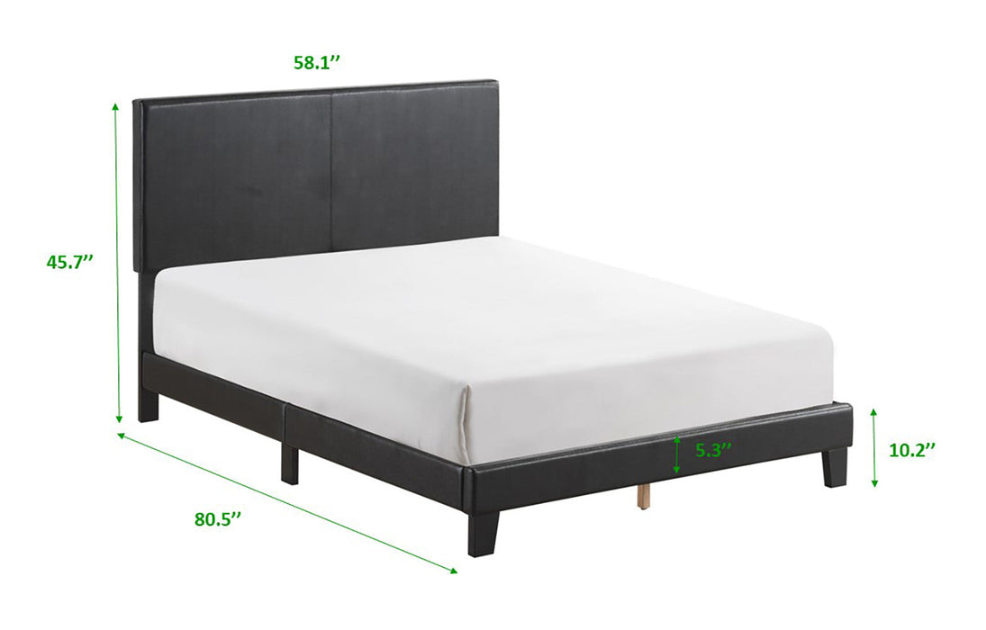 Yates Black PU Leather Full Upholstered Platform Bed