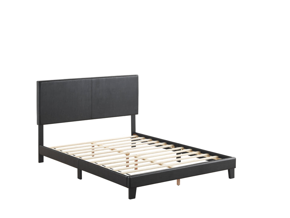 Yates Black PU Leather Queen Upholstered Platform Bed