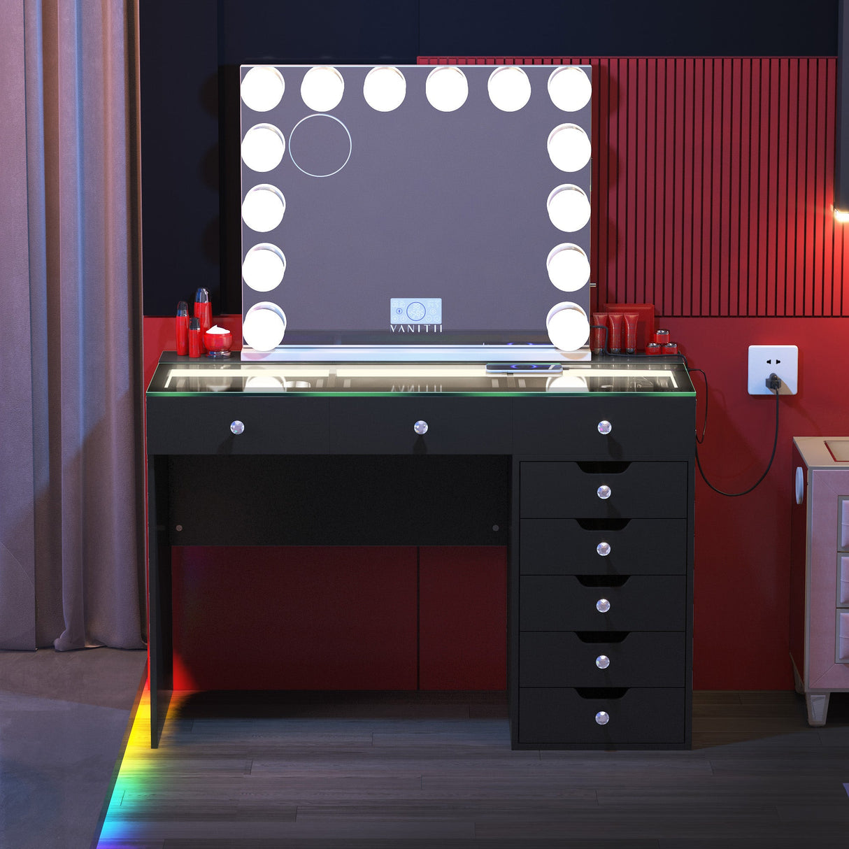 Diana 8 Vanity Set with 14 Bulbs Vanity Mirror