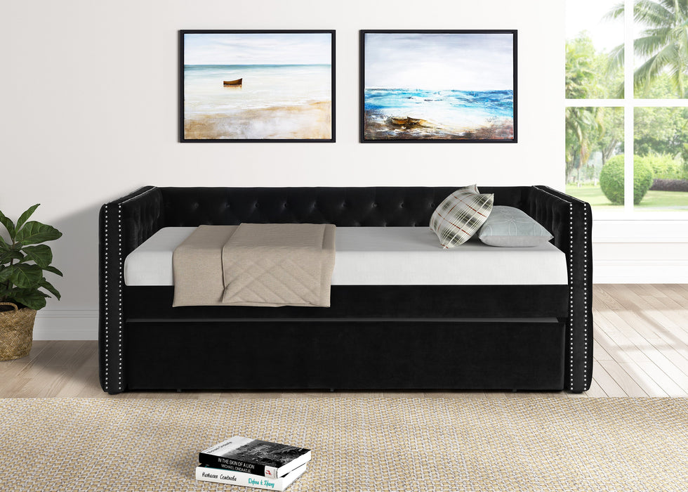 Trina Black Velvet Twin Daybed