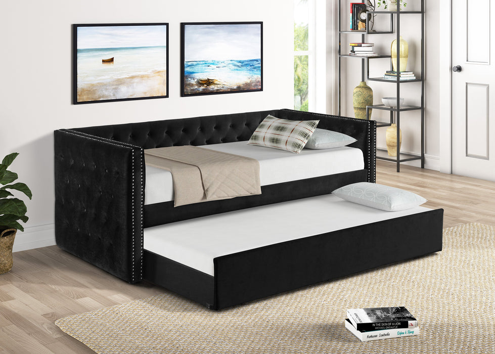 Trina Black Velvet Twin Daybed