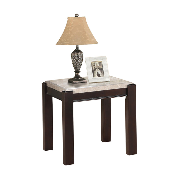 Festus Dark Cherry Marble-Top End Table