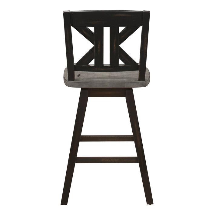 Amsonia Gray/Black Swivel Counter Height Chairs, Set of 2