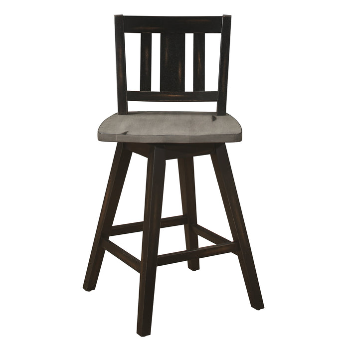 Amsonia Gray/Black Swivel Counter Height Chairs, Set of 2