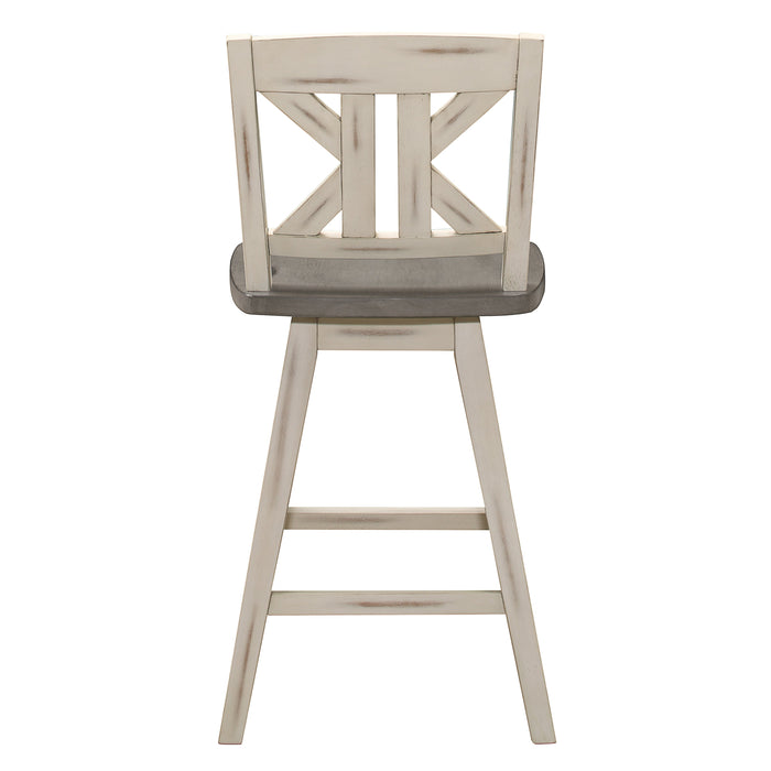 Amsonia Gray/White Swivel Counter Height Chairs, Set of 2