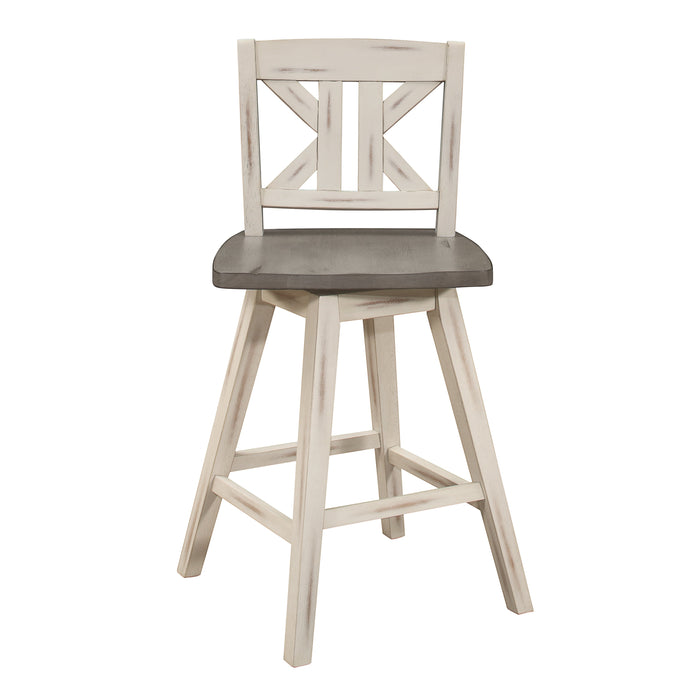 Amsonia White Swivel Pub Counter Height Chairs, Set of 2